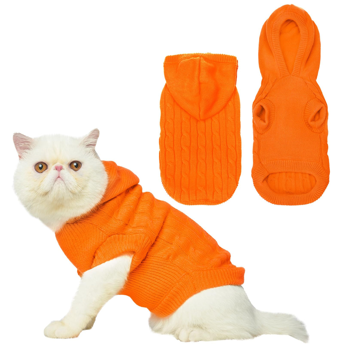PUPTECK Winter Dog Cat Sweater Coat - Soft Cold Weather Clothes Knitwear for Kitties & Small Dogs Indoor Outdoor Walking Warm, Knitted Classic for Doggies Kitties Girls Boys, Pink M