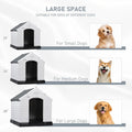 LEMBERI Durable Waterproof Plastic Dog House for Small to Large Sized Dogs, Indoor Outdoor Doghouse Puppy Shelter with Elevated Floor, Easy to Assemble (Gray, 39" L x 35" W x 37.4" H)