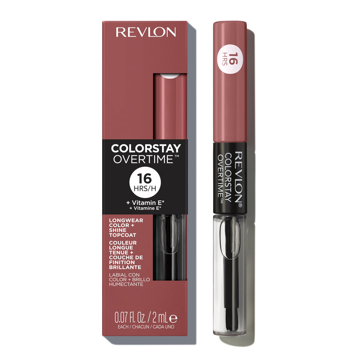 Revlon ColorStay Overtime Liquid Lipstick with Clear Lip Gloss, Long-Lasting Lip Color, Dual Ended with Moisturizing Vitamin E, 005 Infinite Raspberry, 0.07 fl oz
