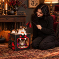 Cinrobiye Cardboard Cat House with Scratcher, Gothic Halloween Cat Scratcher Box with 2 Corrugated Scratch Pads, Open Top Indoor Cat Hideaway Bed for Cats and Kittens