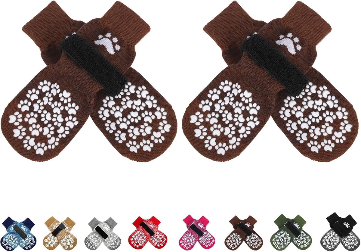Anti Slip Dog Socks to Prevent Licking Paws, Dog Shoes for Hot Pavement, Dog Booties for Small Medium Large Senior Dogs, Traction Control Boots & Paw Protectors for Hardwood Floors