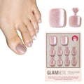 Glamnetic Press On Toenails - Natural Fake Nails | Cherry Red Chrome Press On Toenails, Salon Quality Press On Nails Kit with Glue | Cherry Glaze - 32 Nail Set in 16 Sizes