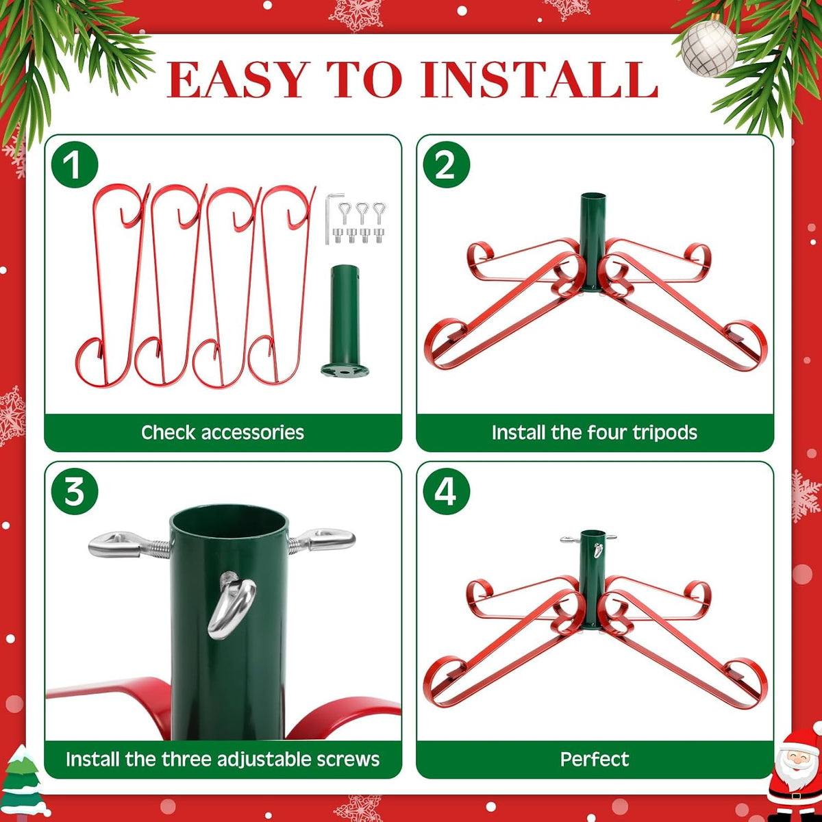 Foilswirl Christmas Tree Stand for Artificial Fake Tree 4 to 8 FT, Mix