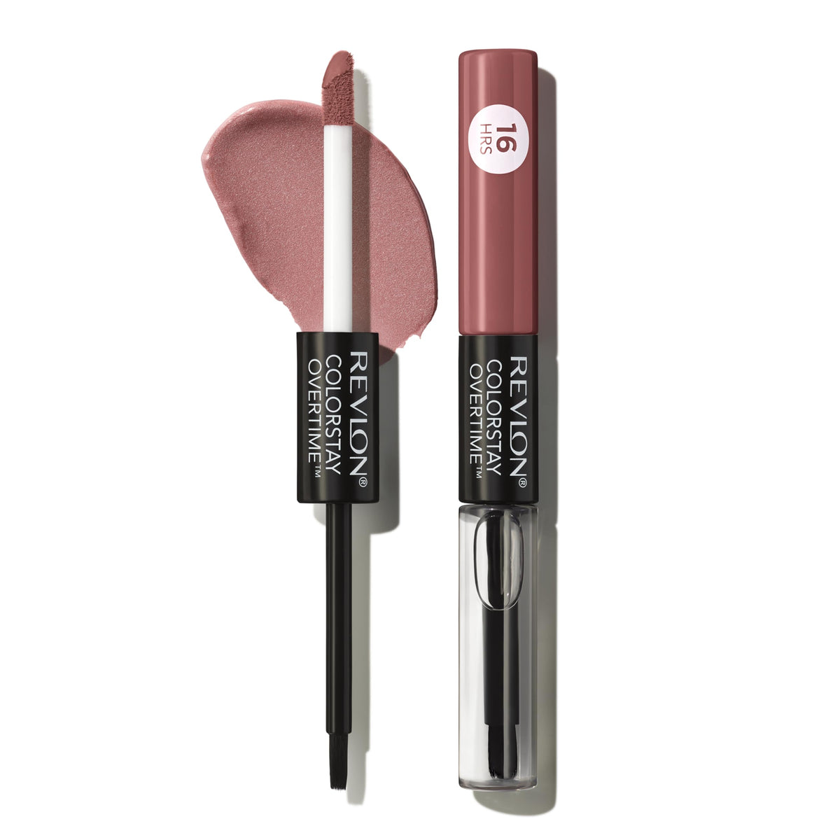 Revlon ColorStay Overtime Liquid Lipstick with Clear Lip Gloss, Long-Lasting Lip Color, Dual Ended with Moisturizing Vitamin E, 350 Bare Maximum, 0.07 fl oz