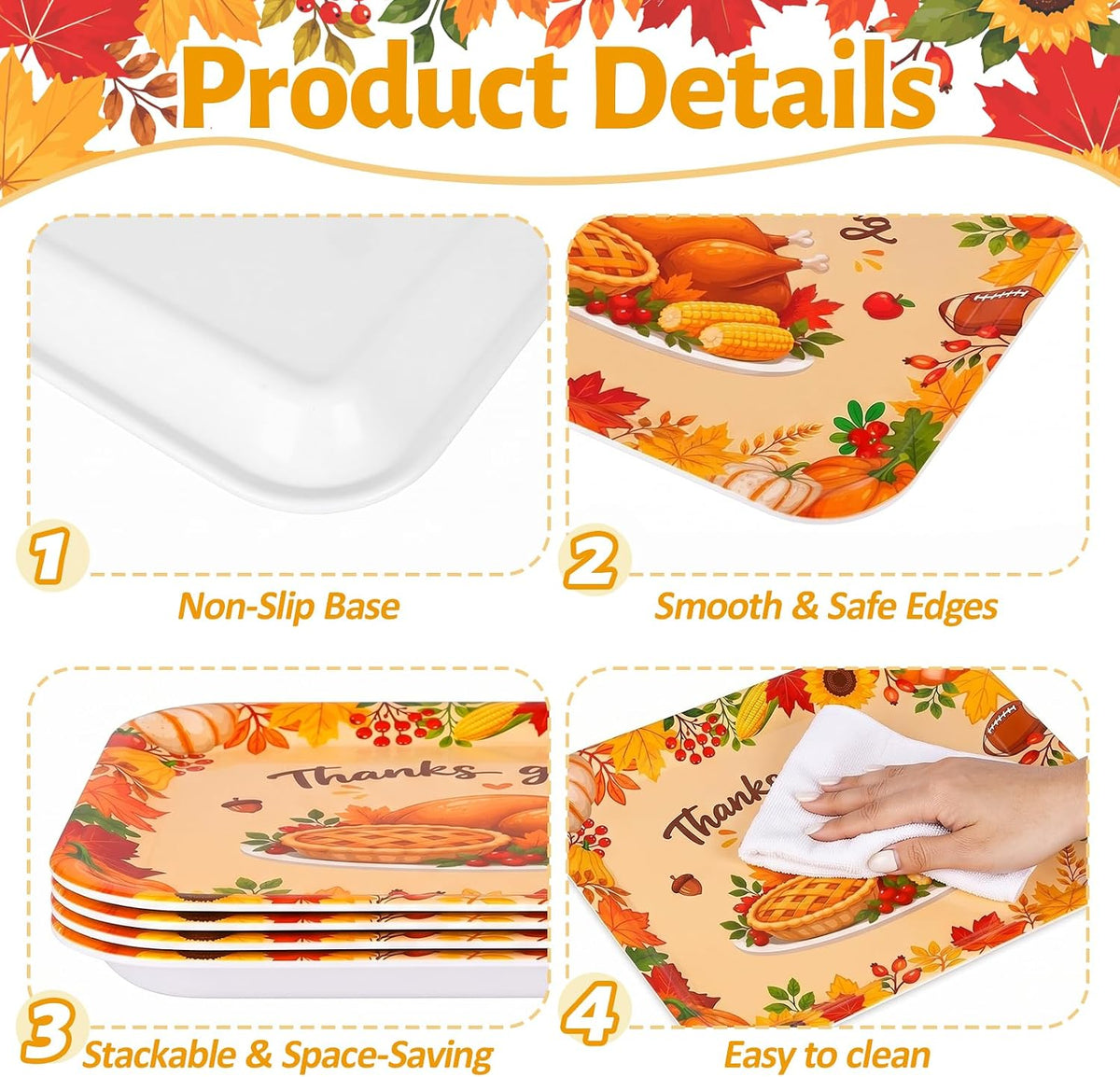 Turkey Serving Platters, Serving Trays, 3 Pack, 13x10 Inch