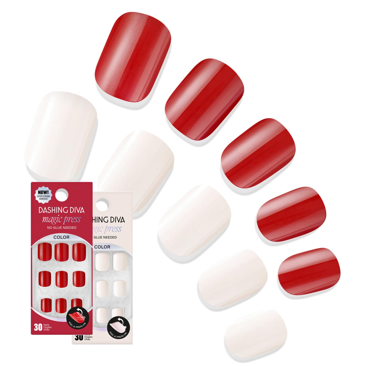Dashing Diva Magic Press Nail Bundle - French Collection - Square Press On Nails - Day to Night & Homecoming - Long Lasting Gel - Lasts Up to 7 Days - 2 Sets