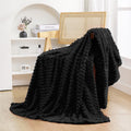 Puncuntex Burnt Orange Throw Blanket 50"×60" Fuzzy 3D Jacquard Decorative