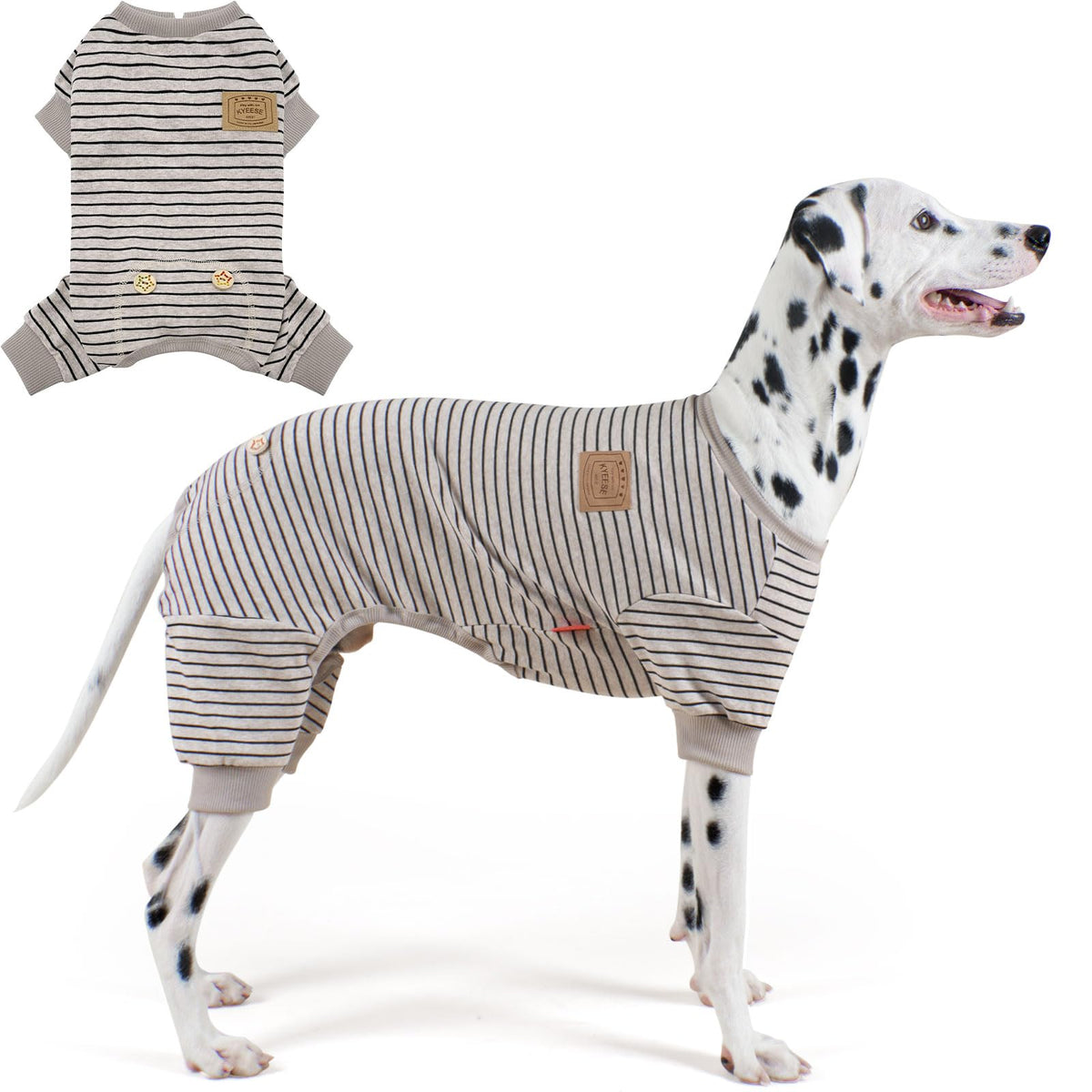 KYEESE Striped Dog Pajamas for Medium Large Dog Stretchy Onesie Daily Wear