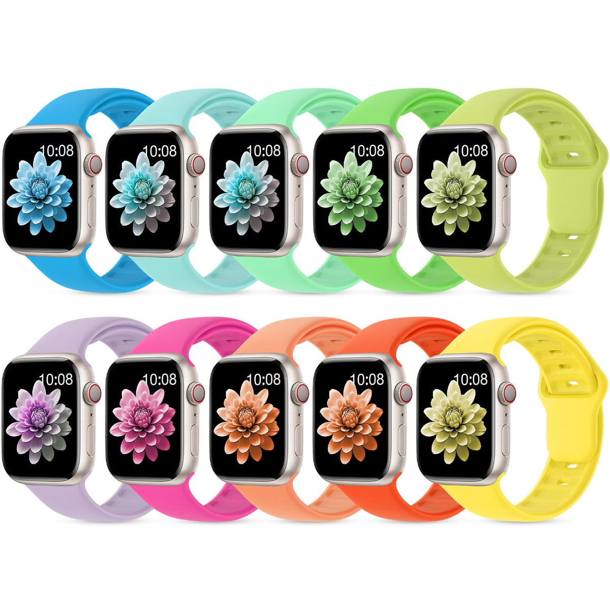 10 Pack Silicone Sport Bands Compatible with Apple Watch Band Women Men