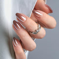 CurvLife Milky White Square Press on Nails Short, Soft Gel Fake Nails with Clean Nude Apricot Design Full Cover False Nails Glossy Nude Glue on Nails Artificial Stick on Nails for Women