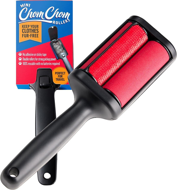 ChomChom Roller Pet Hair Remover – Reusable Lint Roller Pet Hair Removal Tool for Clothes, Couches, Cars and Travel - Cat Dog Hair Remover, Compact, No Sticky Refills Needed (Mini Roller)