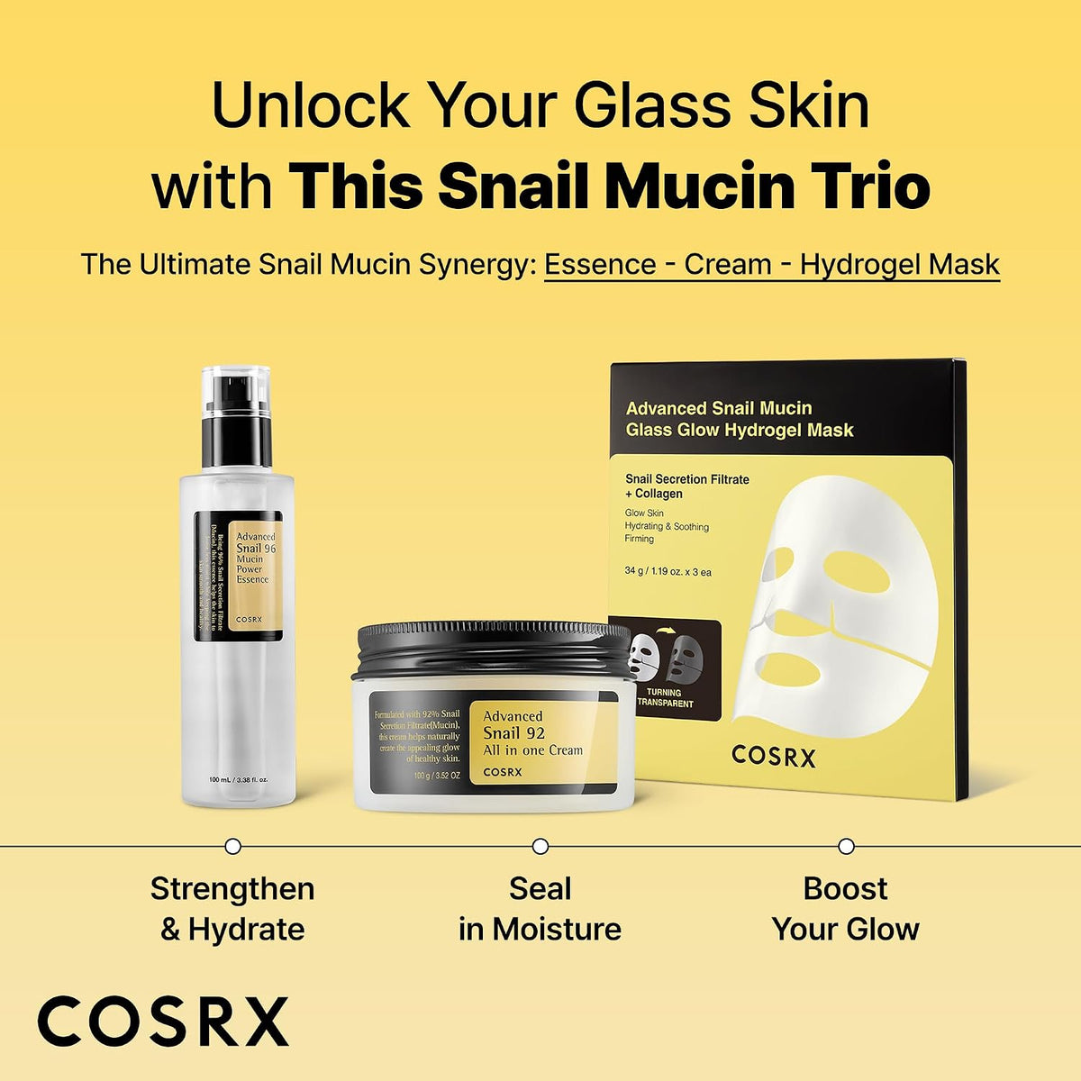 COSRX Snail Mucin 92% Face Moisturizer 2 Pack (3.52 fl.oz Each), Lightweight Moisturing Cream for Soft, Glowy Skin, Korean Skin Care, Korean Moisturizer Face Cream