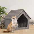 DRATO Outdoor Cat House -Weatherproof Resin Cat Houses for Cats, Durable, Easy Assembly,cat Igloo Outdoor，Durable & Insulated Shelter for Garden, Patio, or Backyard（Black，18.46 * 23.62 * 21.42）