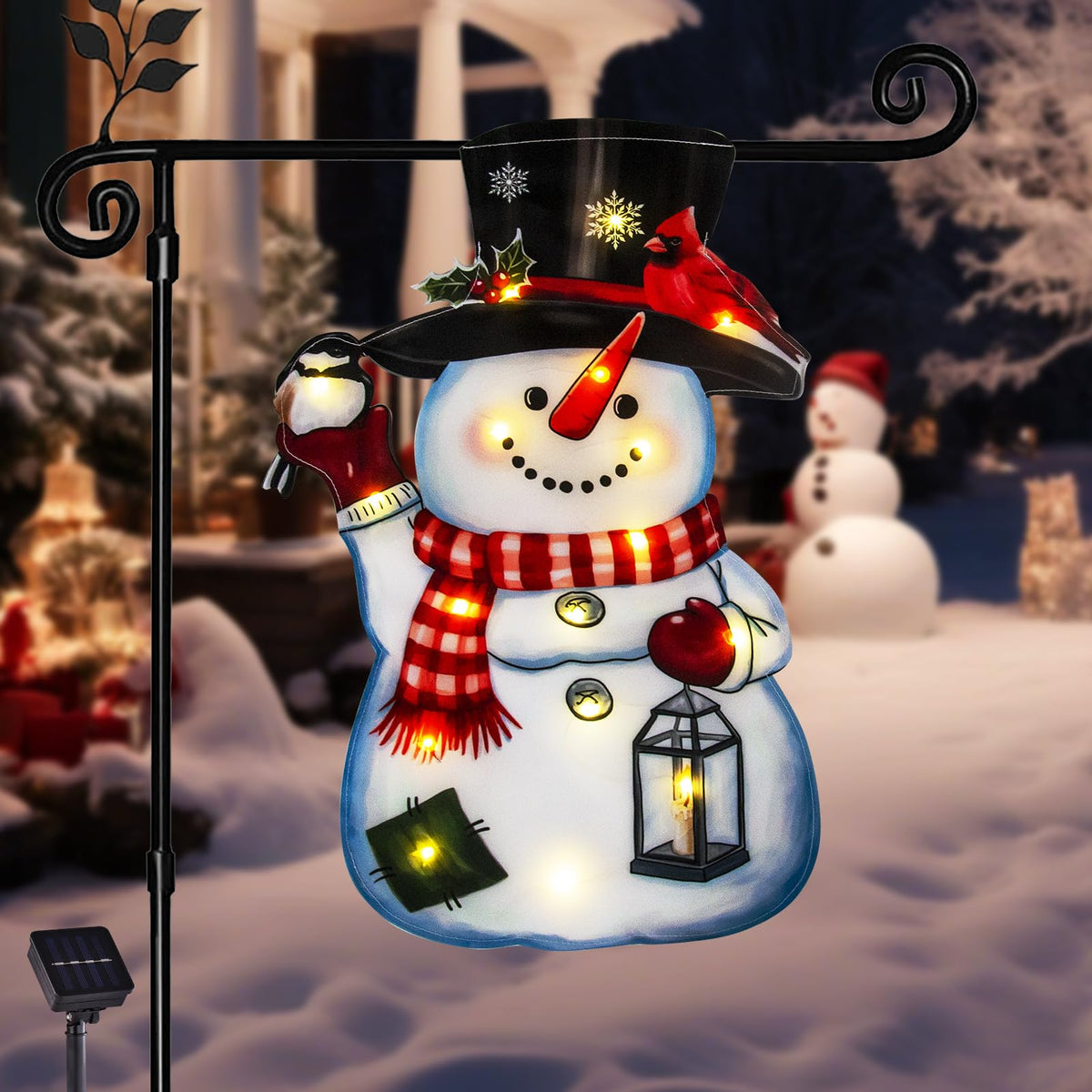 12x18 Lighted Christmas Snowman Garden Flag,  Outdoor Decor