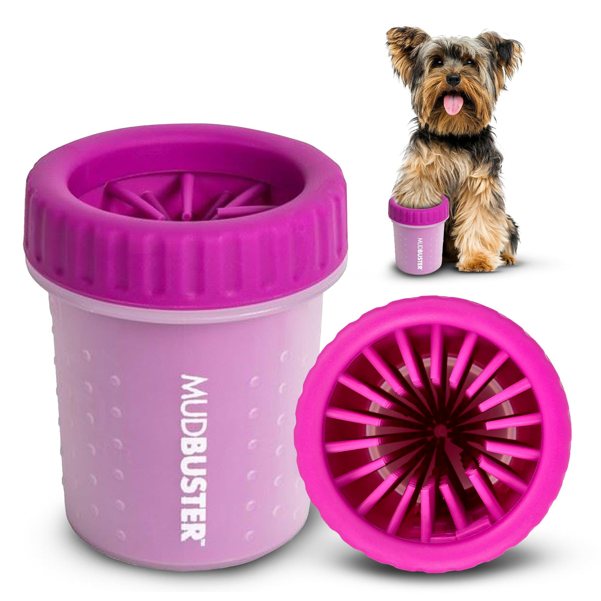 Dexas MudBuster Large Dog Paw Cleaner, Matte Black, Fits 2.5"-3.5" Wide Paws, Gentle Silicone Bristles for Quick, Easy Cleaning