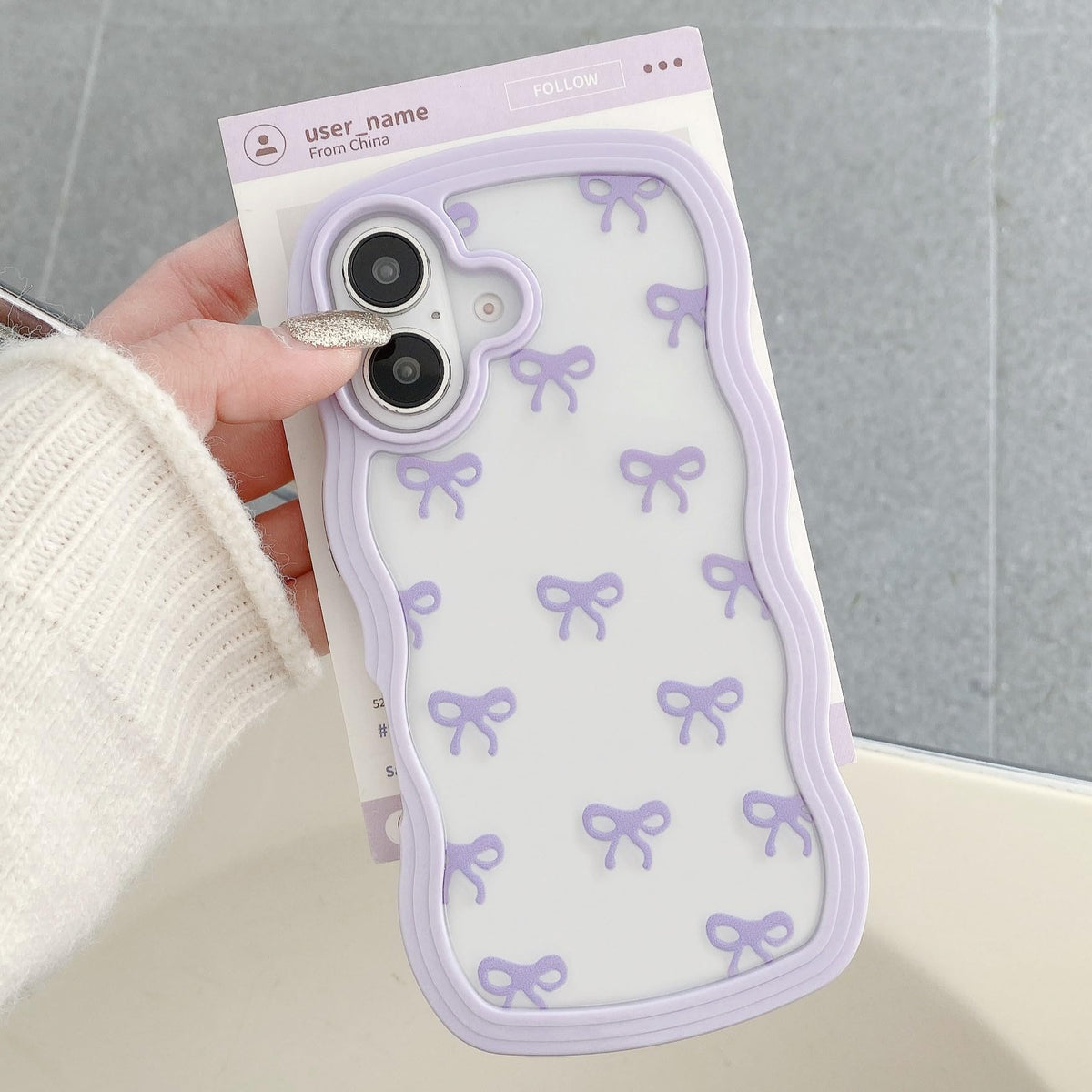 QLTYPRI Bow Case for iPhone 13/iPhone 14 Wavy Fame, Pink