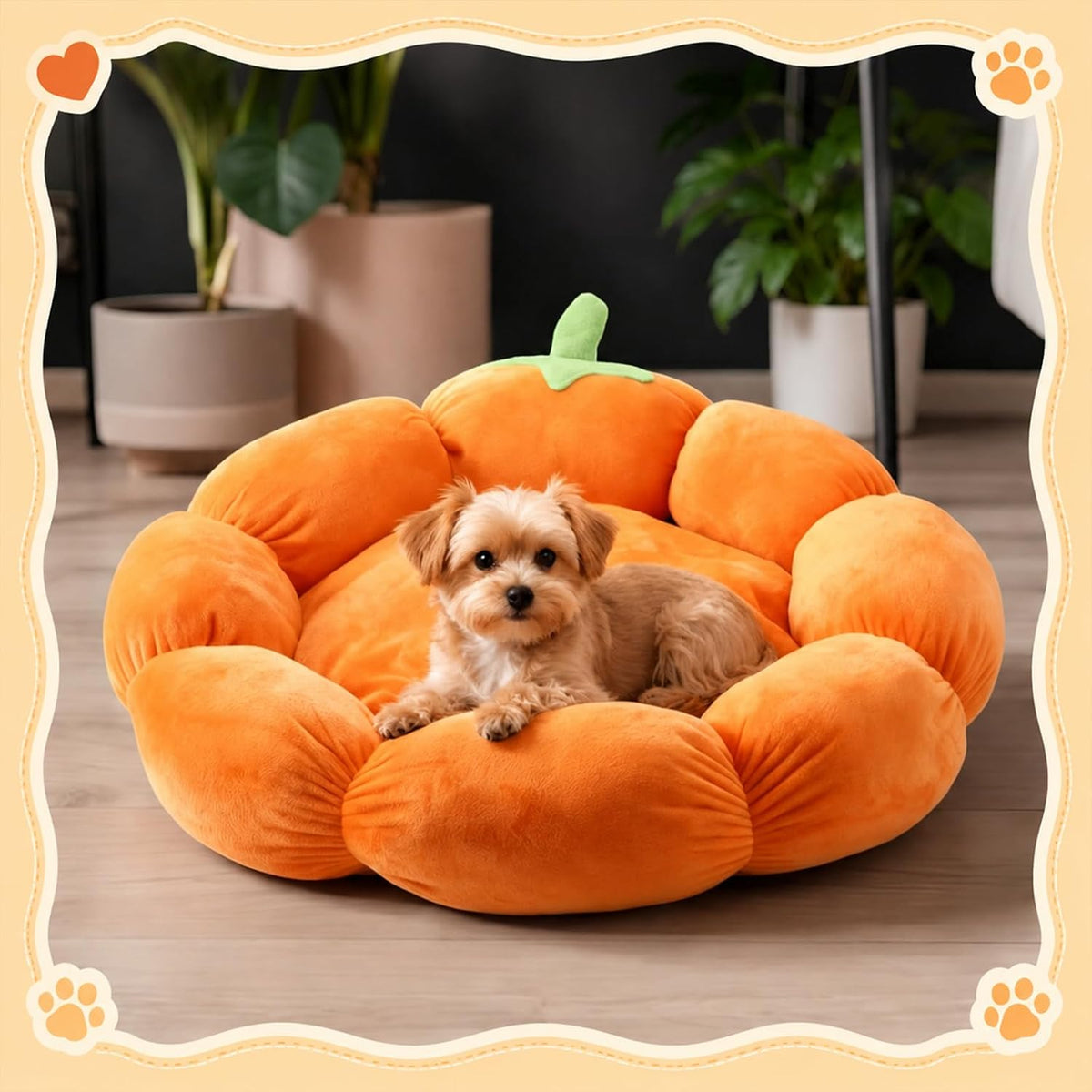 RattanView Cat Bed House Pet Cushion for Indoor Kitten Pet,Pumpkin