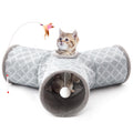 Tempcore Pet Cat Tunnel Tube Toys 3 Way Collapsible, Tunnels for Indoor Cats, Interactive Tube with Teaser Wand, Peek Holes & Hanging Ball, Black & Blue