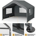 Veehoo Extra Large Dog House Outdoor Includes Elevated Dog Bed-Weatherproof | Waterproof Outside Dog Tent 4.1' x 4.1' x 3.3', Dog Shade Shelter and Raised Bed Combo for Pets or Stray Animals, Grey