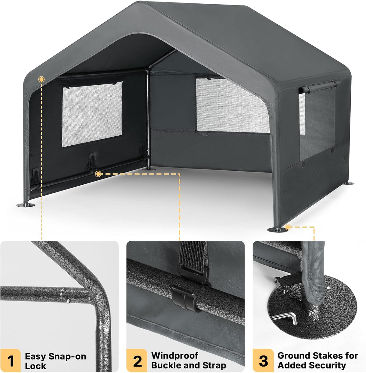 Veehoo Extra Large Dog House Outdoor Includes Elevated Dog Bed-Weatherproof | Waterproof Outside Dog Tent 4.1' x 4.1' x 3.3', Dog Shade Shelter and Raised Bed Combo for Pets or Stray Animals, Grey