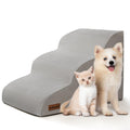 Aodisman Dog Stairs for Small Dogs and Cats,3-Step Pet Ramp for Bed & Couch | 15.7" H Non-Slip Sturdy Dog Steps with Curved Ramp for Senior,Short-Legged Dogs,Puppy and Cats to Reach Sofa or Chair,Grey