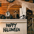 Yaocom 11.8" x 11.8" Metal Halloween Door Topper, Black Skeleton Sign