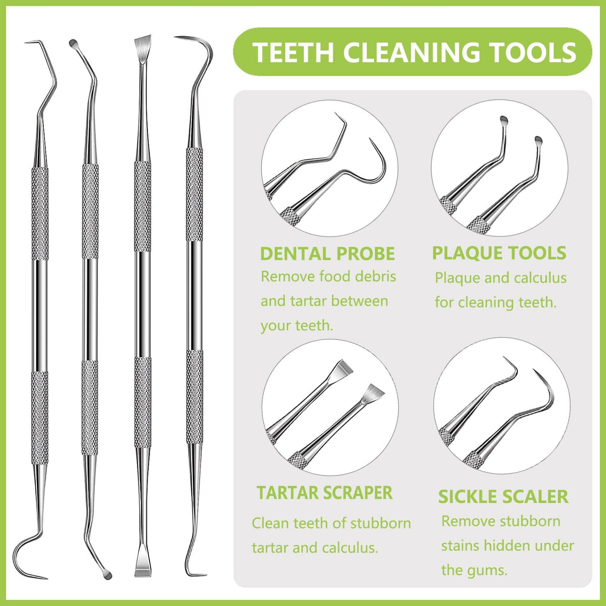 Dental Tools Pet Dog Teeth Cleaner Tool Kit, Stainless Steel Plaque Remover Dental Picks Tooth Tartar Scraper, Pets Oral Care Hygiene Set for Cats and Dogs Use with Case