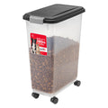 IRIS USA Airtight Pet Food Storage Container with Wheels, Black, 30 lb Capacity - BPA-Free Clear Plastic Bin with Snap-Lid Seal to Keep Kibble, Pellets or Seeds Fresh for Dogs, Cats and Birds