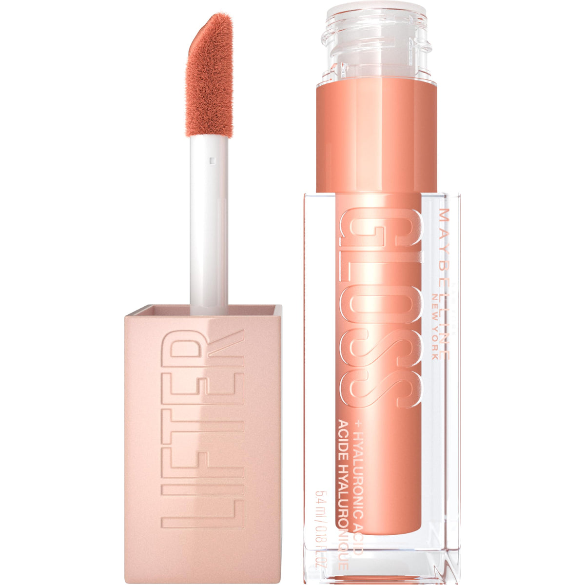 Maybelline New York Lifter Gloss Hydrating Lip Gloss with Hyaluronic Acid, Bubblegum, Sheer Bright Pink, 1 Count