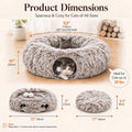 Fluffy Cat Tunnel Bed Under Christmas Tree, Plush Warm Brown