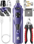 Whisper Quiet Dog Nail Grinder with 4 LED Lights, Safe & Stress-Free for Sensitive Dogs Cats of All Breeds & Sizes, 3 Grinding Bits, 3-Speed, Pet Nail Trimmers, Rechargeable Painless Grooming Kit
