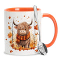 Hyturtle Fall Cat Maple Leaves Coffee Mug with Spoon Gifts on Birthday