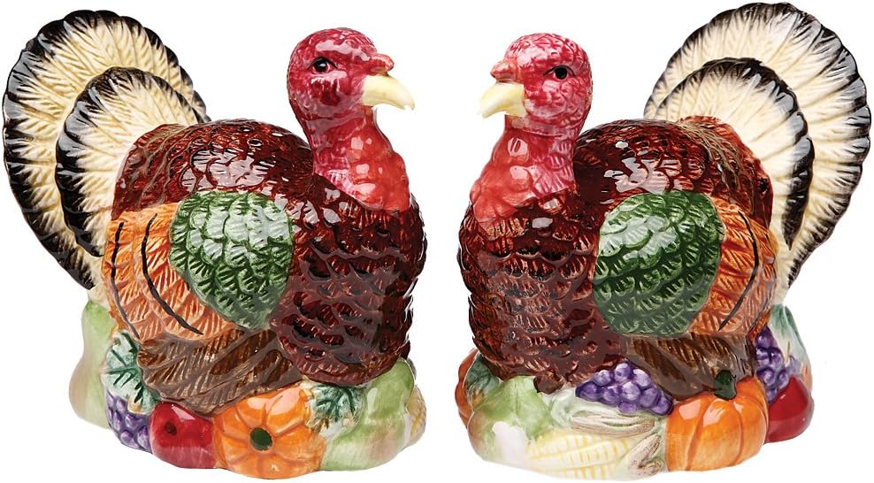Turkeys Salt And Pepper Shaker Set Thanksgiving Fall Harvest Tableware Décor