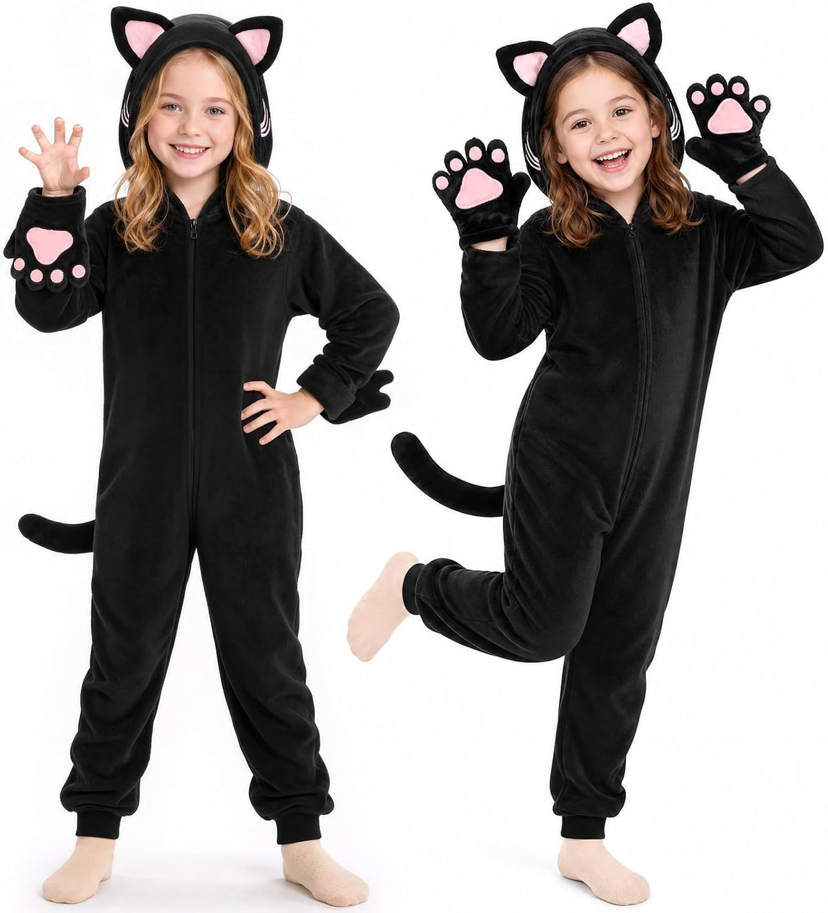 Joycover Halloween Black Cat Costume for Girls, Kids Cheetah Costume Onesie