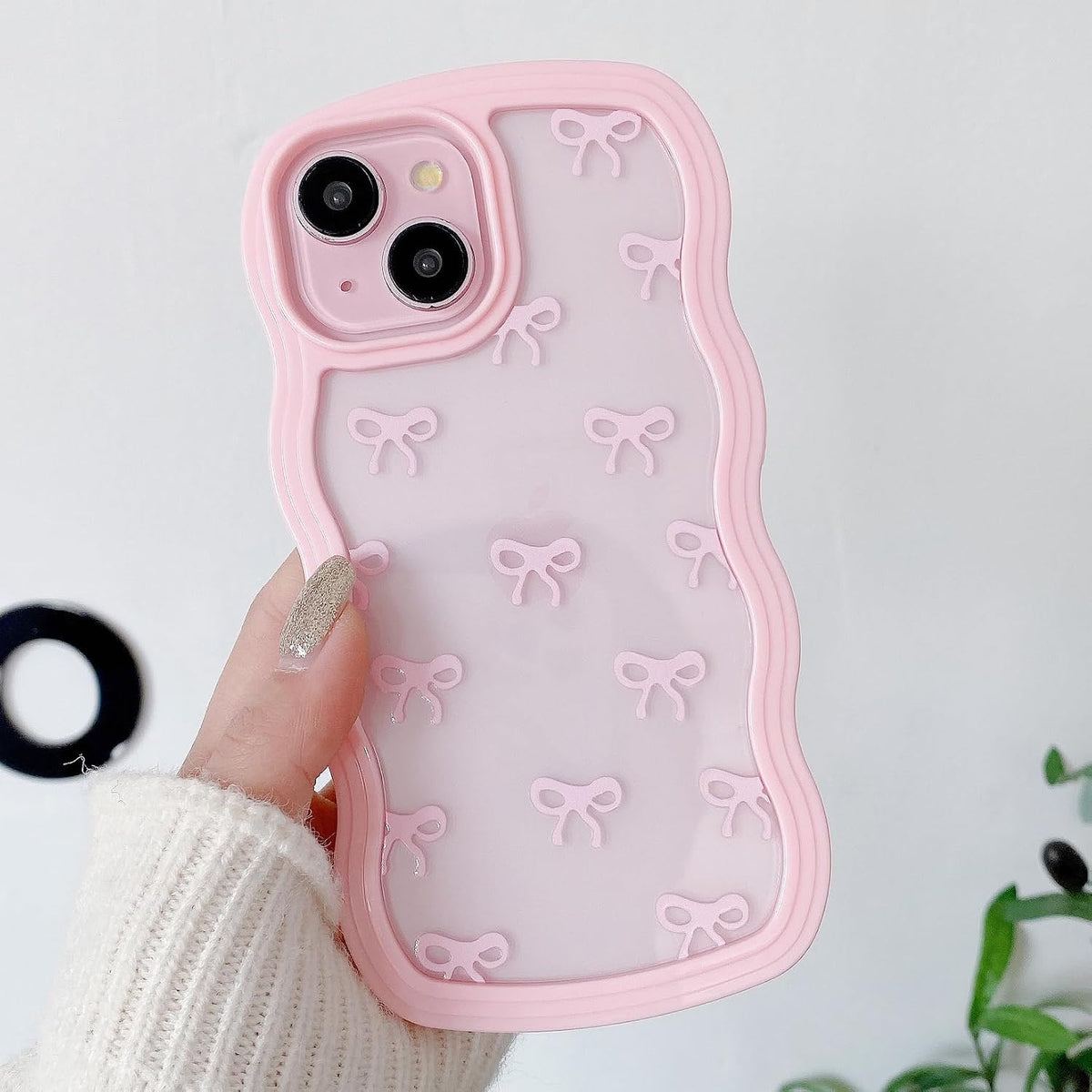 QLTYPRI Bow Case for iPhone 13/iPhone 14 Wavy Fame, Pink