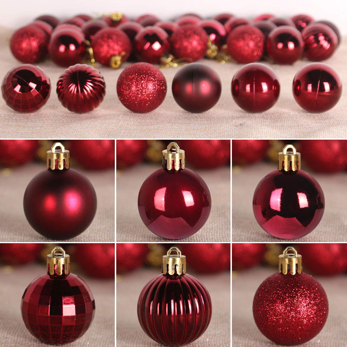 Rose Red 4.0" Large Christmas Balls - Christmas Tree Decoration Ornaments Shatterproof Hanging Balls for Birthday Halloween Holiday Wedding Decorations Set of 4pcs