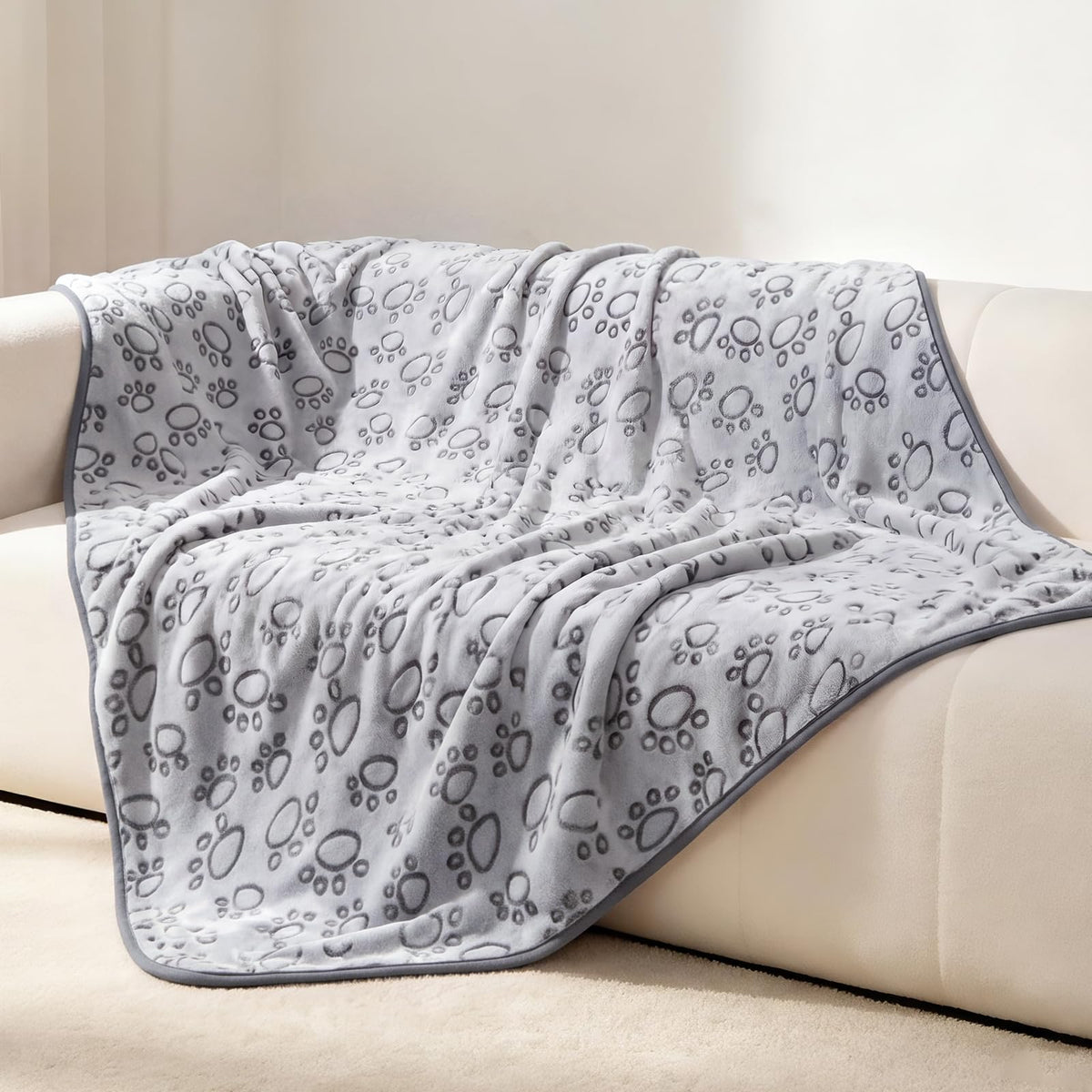 Luciphia Fluffy Paw Print Dog Blanket Large/Medium/Small, Soft Fleece Throw
