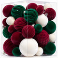 Thewe 40Pcs Velvet Shatterproof Christmas Ball Ornaments Set，Green