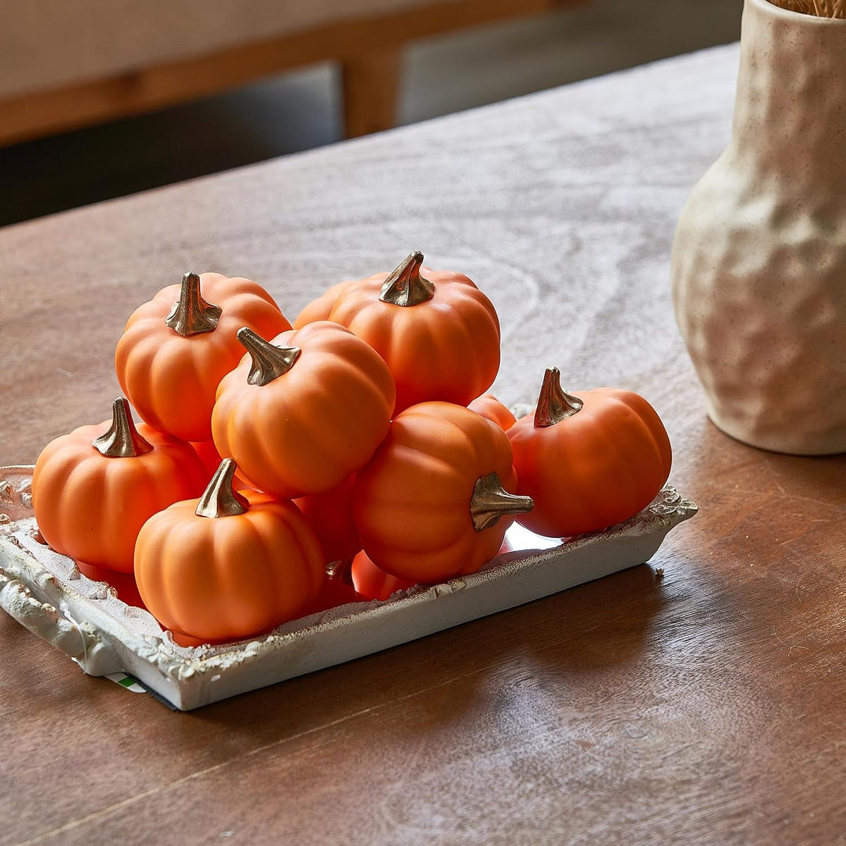 Pumpkin Decor Orange Set of 12 Harvest Thanksgiving Fall Decoration