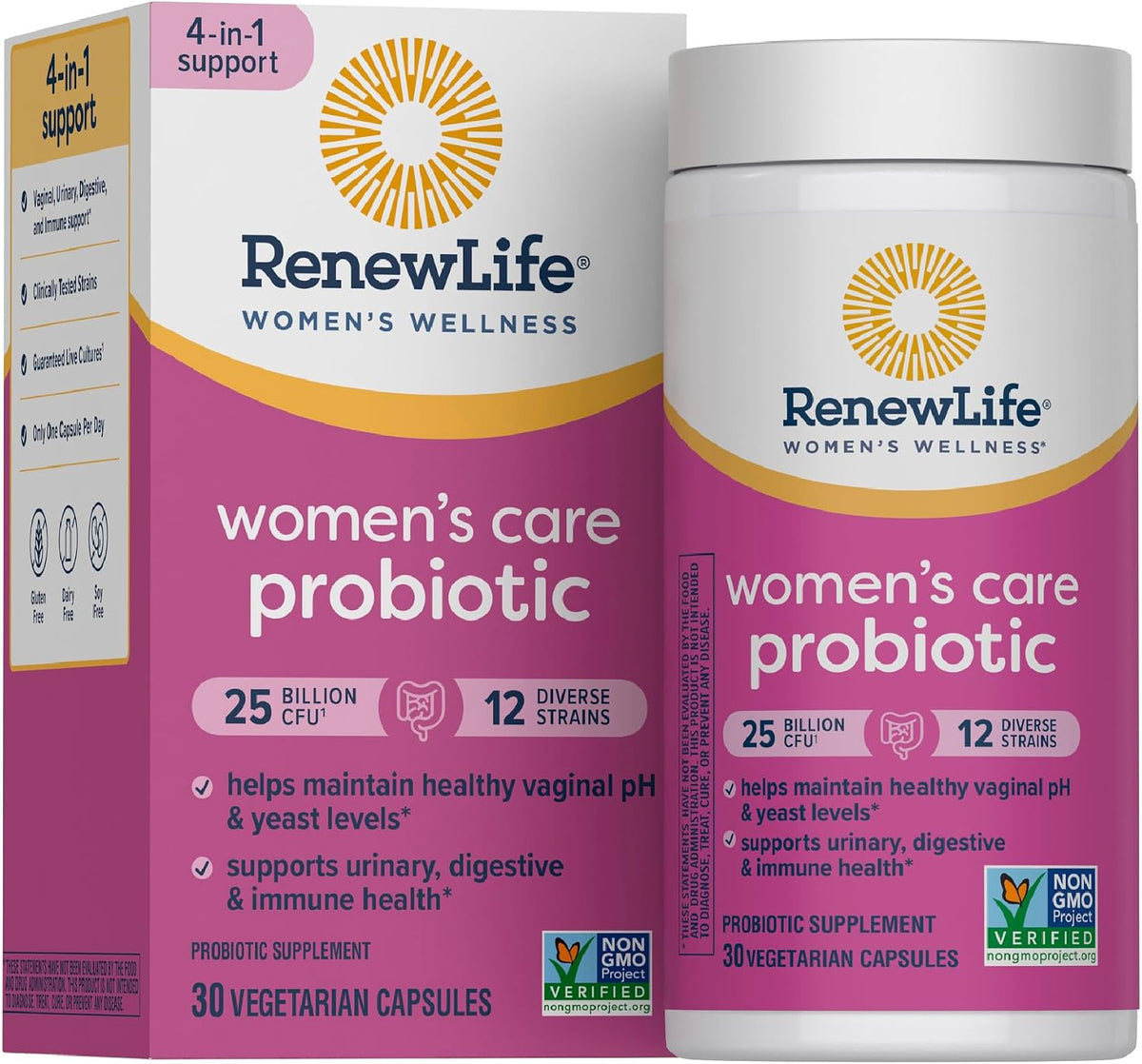 Renew Life Women's Probiotic | 25 Billion CFU | 30 Vegetarian Capsules | Supports Urinary, Digestive, and Immune Health | Dairy, Soy and Gluten-Free Supplement
