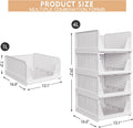 4 Pack Stackable Closet Storage Basket - Stackable Storage Bins | Multifunctional & Foldable Closet Organizer Waterproof, Wardrobe Cupboard Space-Saving Storage Drawer Organizer