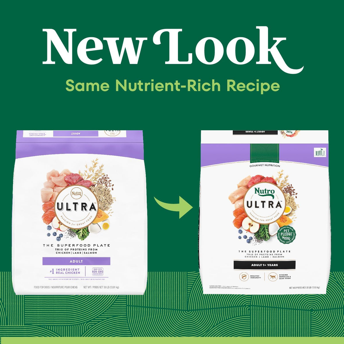 Nutro Ultra Dry Dog Food for Adult Dogs with a Trio of Proteins from Chicken, Lamb and Salmon, 30 lb. Bag