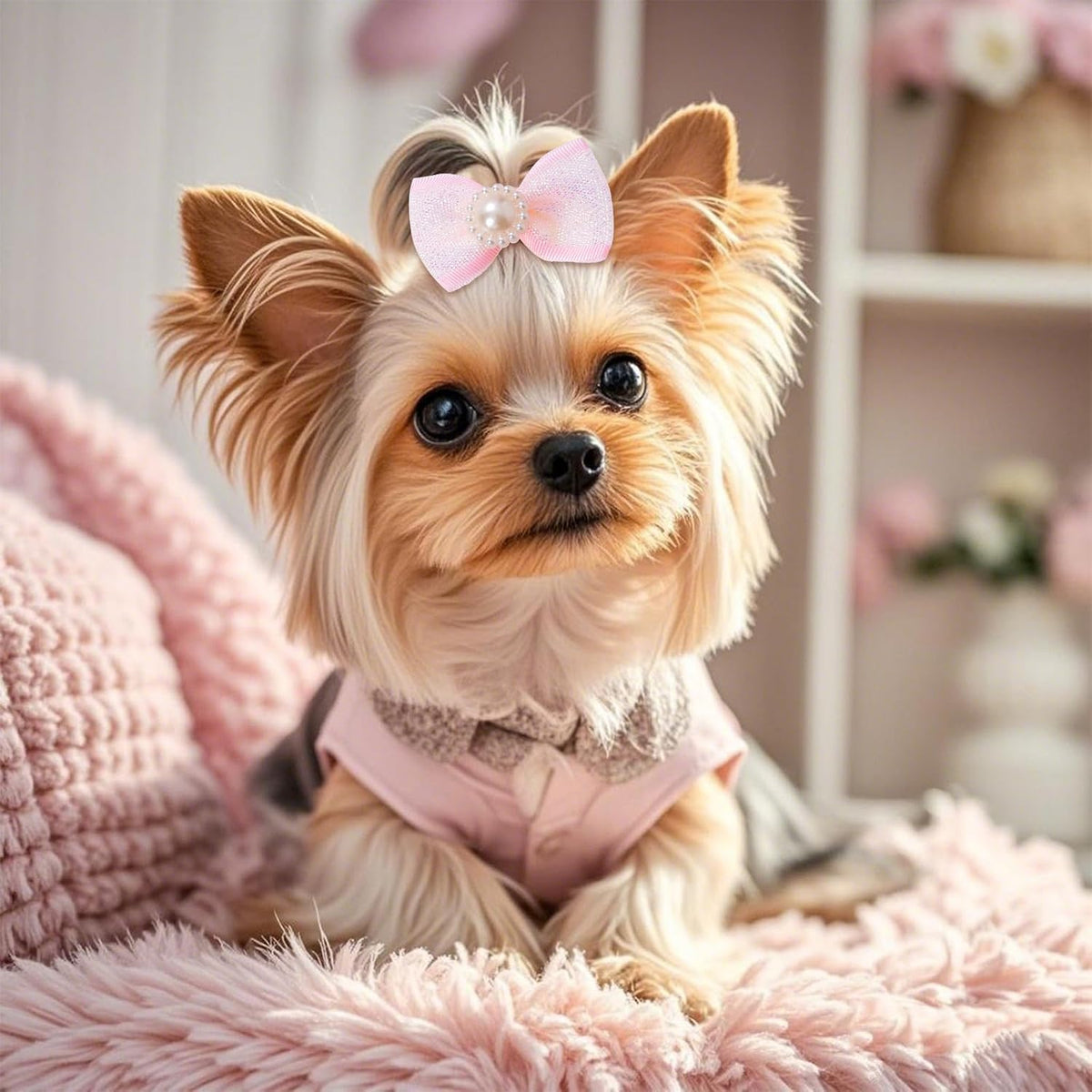 20PCS Cute Dog Hair Bows with Rubber Bands Handmade Mix Style for Puppy