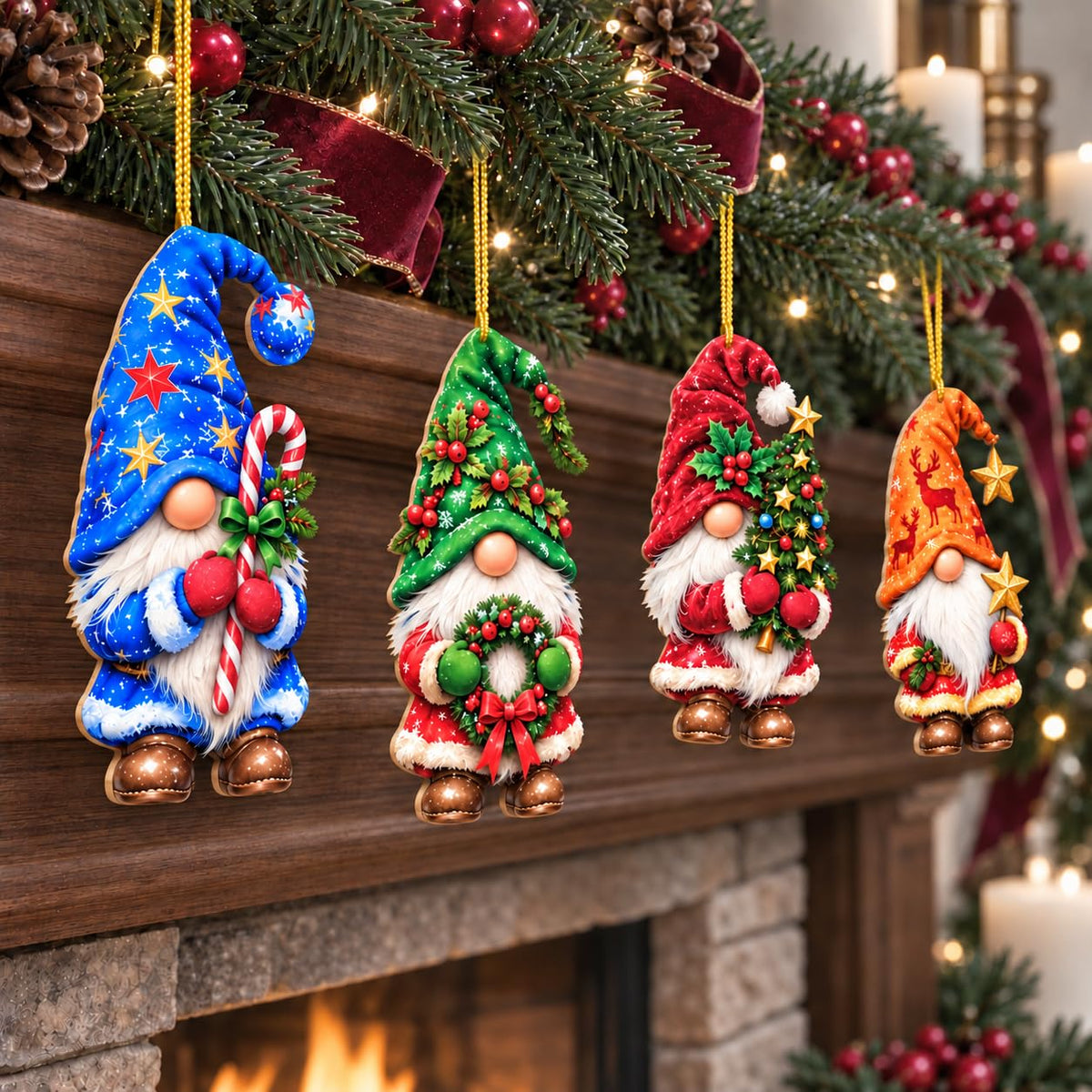16Pcs Gingerbread Cat Christmas Ornaments