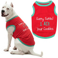 Parisian Pet Dog Tshirt - Embroidered “ Sorry Santa I Ate Your Cookies “ Dog Shirt - Lightweight Cotton Pet Christmas Outfit - Sleeveless Christmas Puppy Clothes - Shirts for Small Dogs - XXS