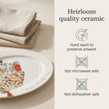 Mud Pie Turkey Platter, Large Thanksgiving Serving Platter, White Ceramic