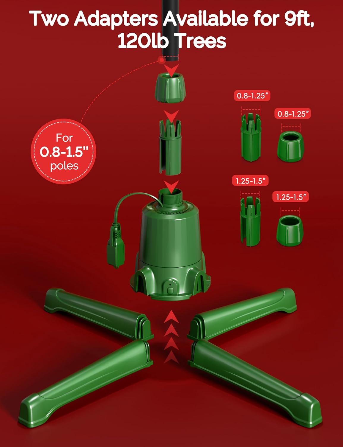 COOLWUFAN Musical Rotating Christmas Tree Stand with Remote for 9ft Trees
