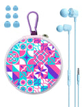 Teens Wired Earbuds with Case, 3.5mm Headphones for School,Berry Bows