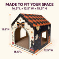 Halloween Cardboard Cat House with Scratcher Pad, 16.5 x 12.5 x 15.5 in