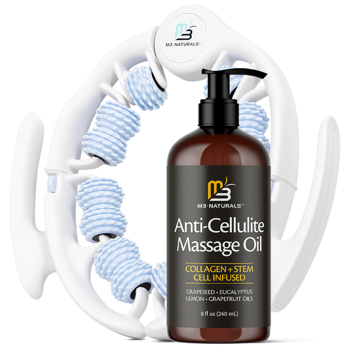 Firming Body Massage Oil with Collagen for Cellulite – 8 Fl Oz by M3